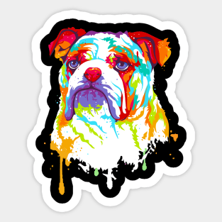 Bulldog Water Color Art Design Sticker